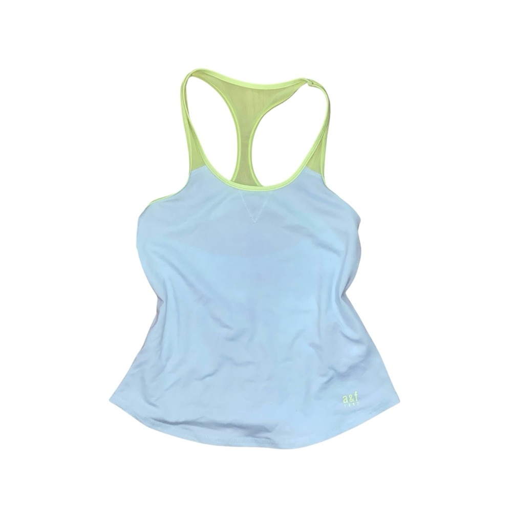 Abercrombie & Fitch Light Blue and Neon Green Active Tank